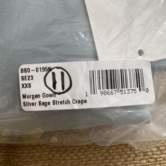 SHOW ME YOUR MUMU Morgan Gown Silver Sage Stretch Crepe Size XXS Wedding NWT - Picture 6 of 7